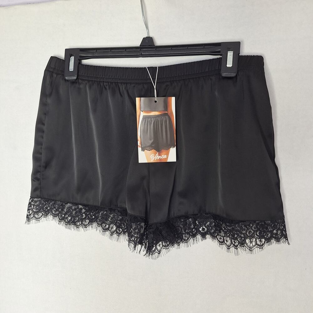 Blenca Black Lace Satin Slip Shorts Sz L Whimsygoth Coquette French Knickers